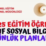 2024-2025 7. Sınıf Sosyal Bilgiler Dersi Günlük Planları