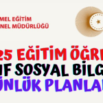 2024-2025 7. Sınıf Sosyal Bilgiler Dersi Günlük Planları