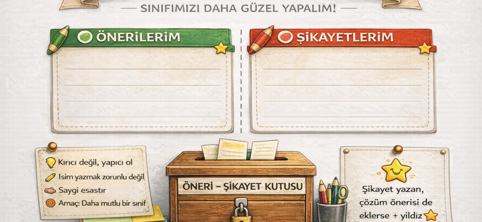 Sınıf içi öneri ve şikayet panosu yazılabilir